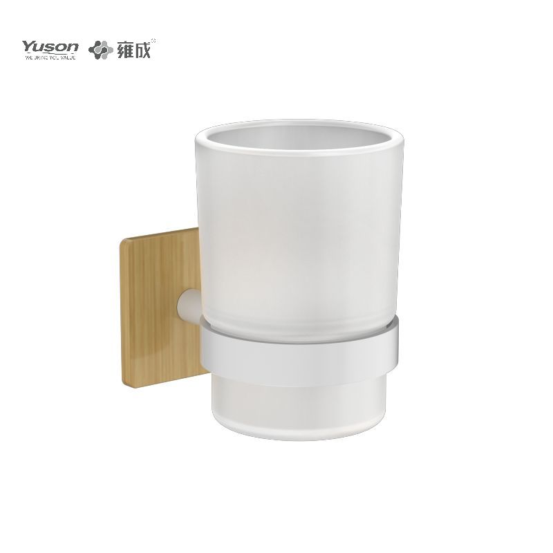 25984 Accessori da bagno eleganti, portabicchiere, con tazza in vetro smerigliato/temperato, portabicchiere in zinco/ottone/SUS, montato a parete (serie 25900)