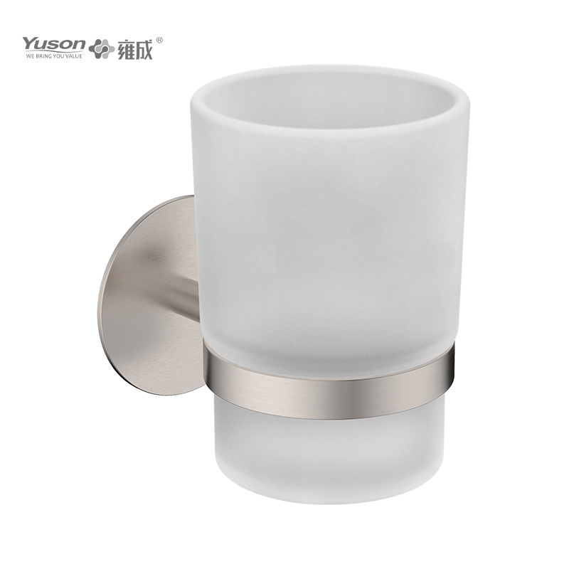 27884 Accessori da bagno eleganti, portabicchiere, con tazza in vetro smerigliato/temperato, portabicchiere in zinco/ottone/SUS, montato a parete (serie 27800)