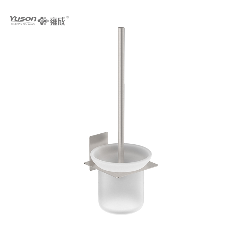 28090 Accessori da bagno eleganti, scopino per WC con tazza in vetro smerigliato/temperato, scopino per WC in zinco/ottone/SUS, montato a parete (serie 28000)