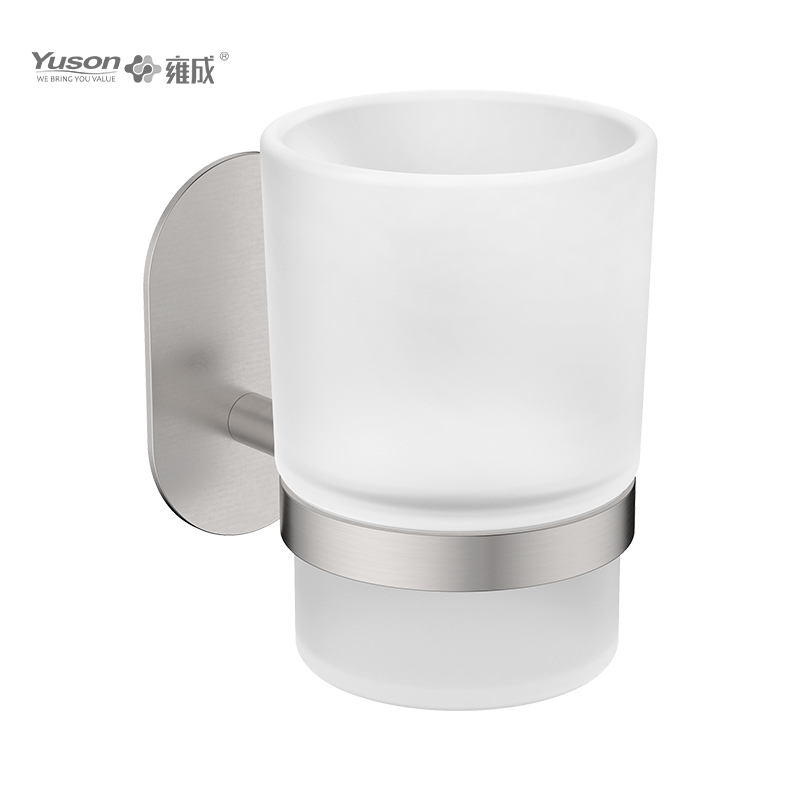 28184 Accessori da bagno eleganti, portabicchiere, con tazza in vetro smerigliato/temperato, portabicchiere in zinco/ottone/SUS, montato a parete (serie 28100)